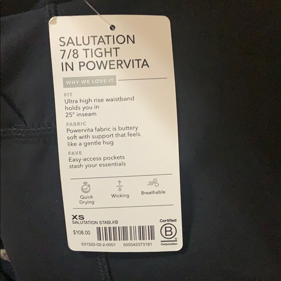 ATHLETA Salutation Stash Pocket II Twist 7/8 NWT - Picture 4 of 4